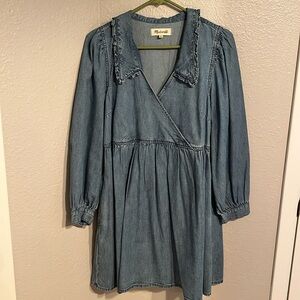 Madewell Ruffle Collar Faux Wrap Dress - Medium